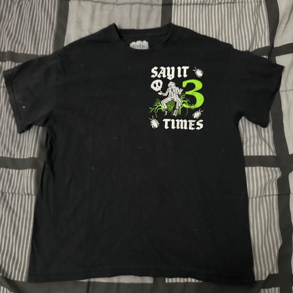 Beetlejuice Shirt Men Large Black Short Sleeve Graphic Skull Snake Movie Tee - Picture 2 of 3